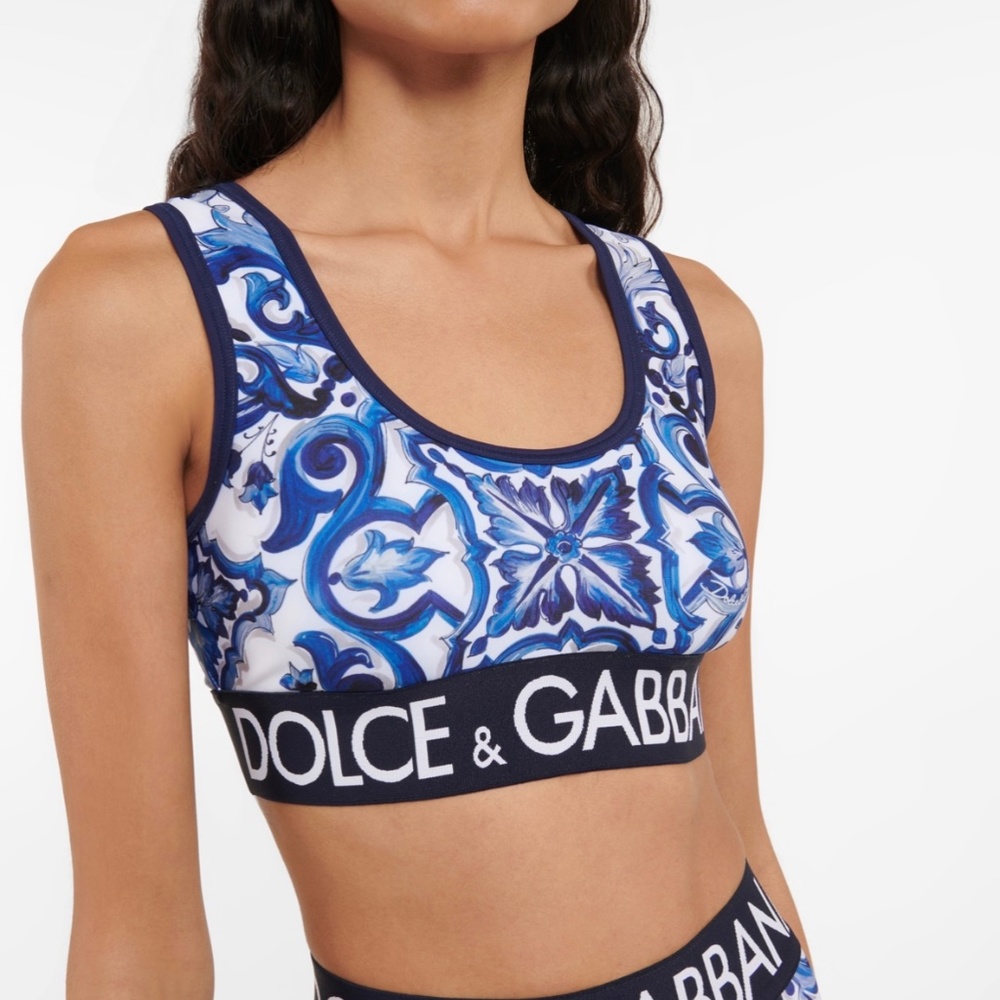 Dolce Gabbana printed blue tile sorts bra size 44